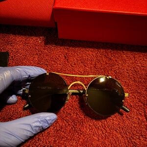 Cartier Gold and Black Men's Sunglasses